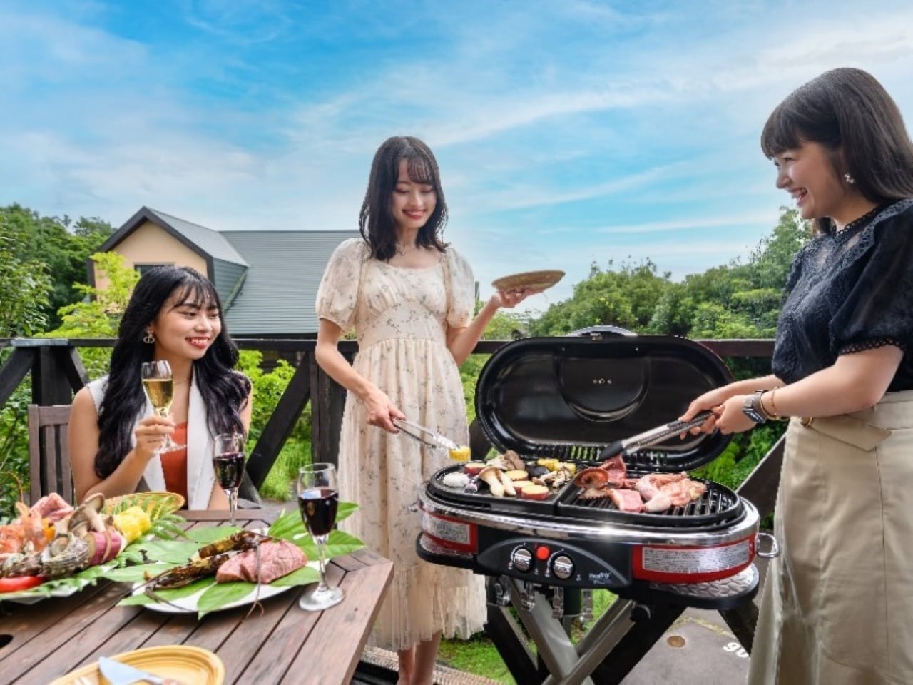 テラスでBBQ