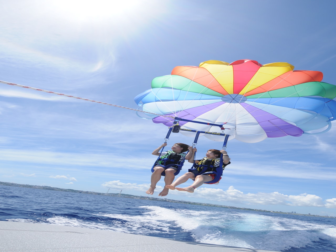 音楽を聴きながらフライトできる「サウンドパラセーリング」は商標登録済みの弊社オリジナルコース。