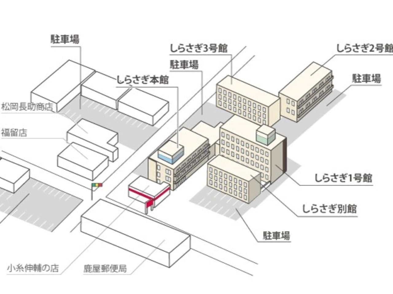 ビジネスホテルしらさぎ　敷地MAP