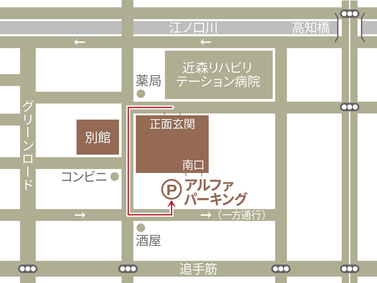 アルファパーキングへのアクセス