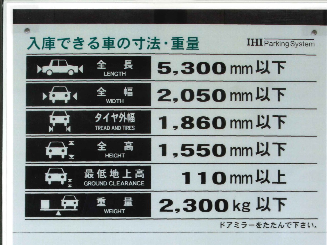 入庫サイズ詳細