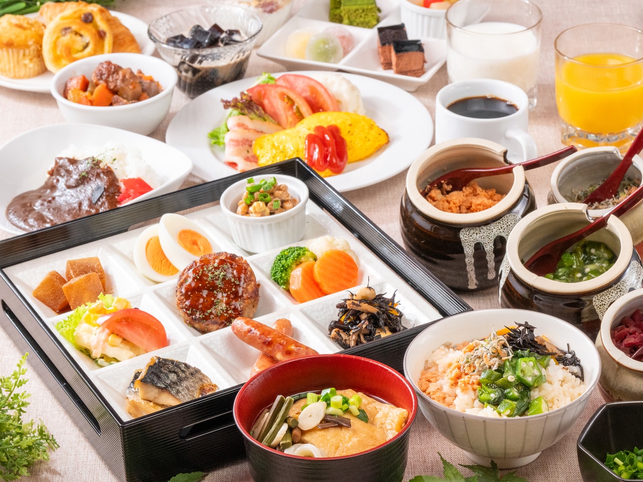 朝食ビュッフェ盛付一例