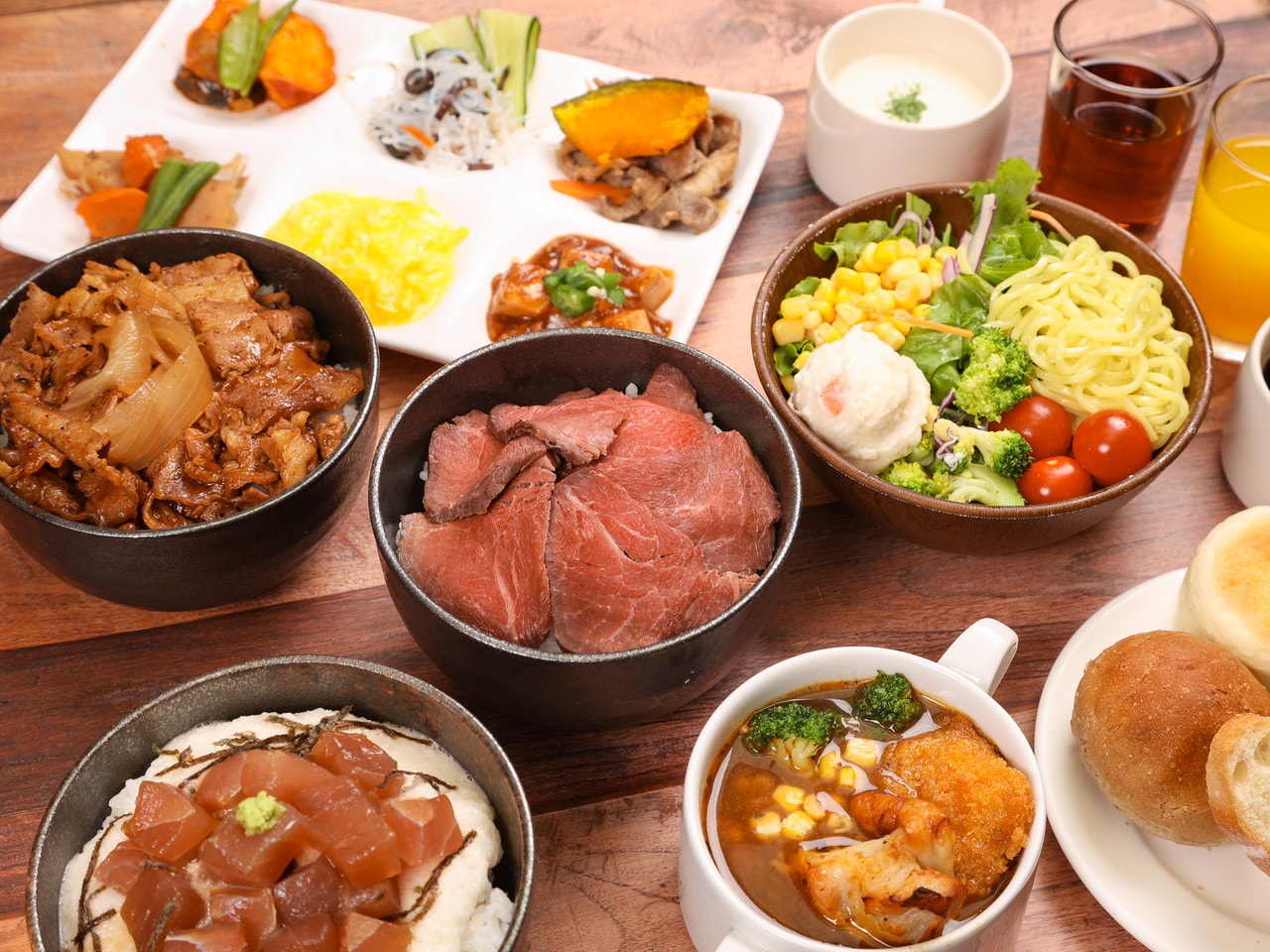 朝食ビュッフェ盛り付け例