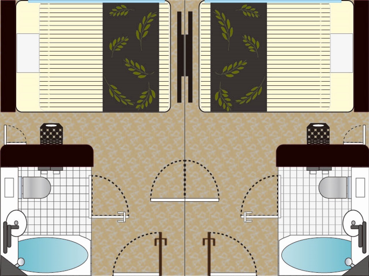 【ダブル×ダブル】コネクトツインルーム レイアウト