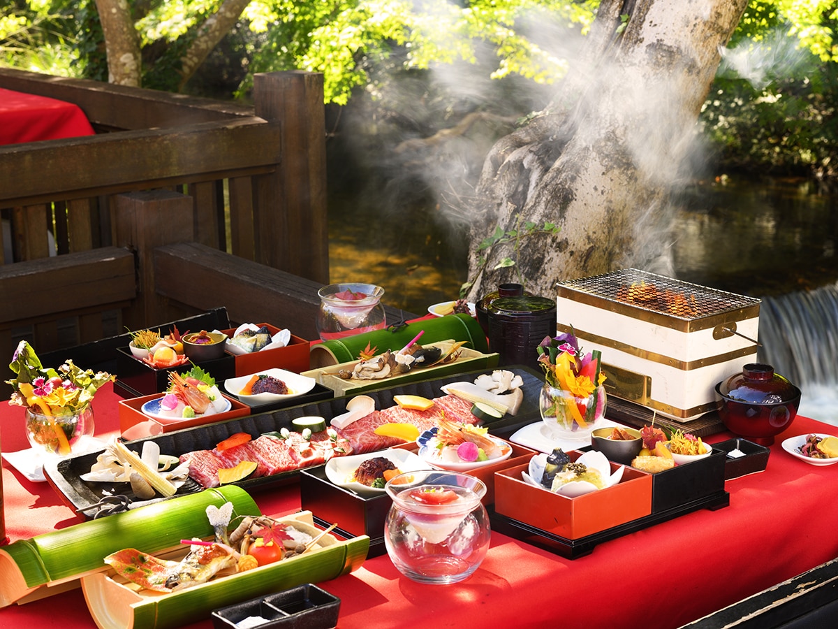 夕食の一例「福島牛の炭火焼」